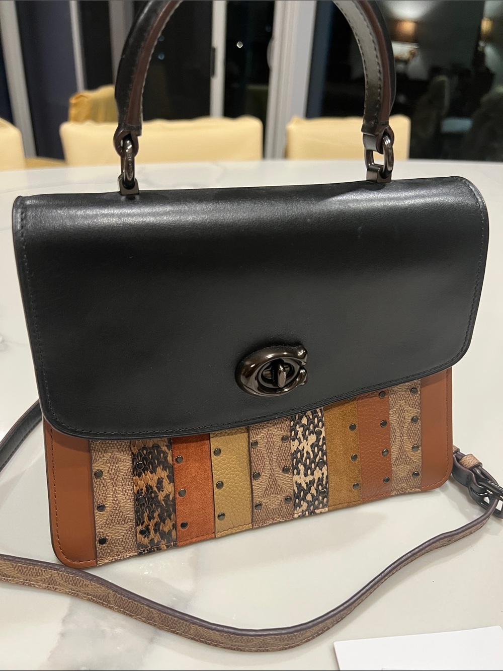 Coach Black Top Flap Multicolor Patchwork Crossbody